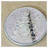 Silver 1961 Canadian 50 Cent Coin Silver 1961 Canadian 50 Cent Coin