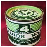 Vintage 4 Square Floor Wax Tin Container Vintage 4 Square Floor Wax Tin Container