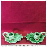 Pair Of 1979 Pottery Leaf Candleholders Pair Of 1979 Pottery Leaf Candleholders