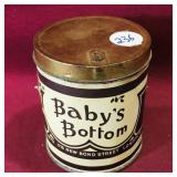 Vintage Baby's Bottom Tin Container (3 1/4' x 3') Vintage Baby's Bottom Tin Container (3 1/4' x 3')