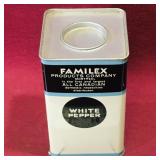 Vintage Familex White Pepper Tin Container Vintage Familex White Pepper Tin Container