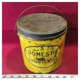 Vintage Domestic Shortening Tin Bucket Vintage Domestic Shortening Tin Bucket