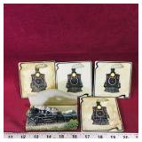 Resin Locomotive Coasters & Holder Set Resin Locomotive Coasters & Holder Set