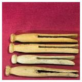 Lot Of 4 Antique Wooden Clothes Pins Lot Of 4 Antique Wooden Clothes Pins