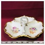 Handled Fine China Divided Serving Dish Handled Fine China Divided Serving Dish
