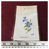 Vintage Handpainted Blue Dampiera Handkerchief Vintage Handpainted Blue Dampiera Handkerchief