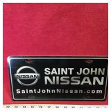 Saint John Nissan Advertising License Plate Saint John Nissan Advertising License Plate