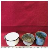 Lot Of 3 Vintage Enamelled Camping Cups Lot Of 3 Vintage Enamelled Camping Cups