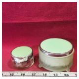 Pair Of Glass & Plastic Dresser Containers Pair Of Glass & Plastic Dresser Containers