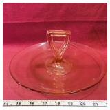Handled Pink Depression Glass Serving Plate Handled Pink Depression Glass Serving Plate