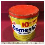 Vintage Domestic Shortening Tin Bucket Vintage Domestic Shortening Tin Bucket