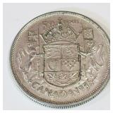 Silver 1956 Canadian 50 Cent Coin