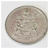 Silver 1962 Canadian 50 Cent Coin