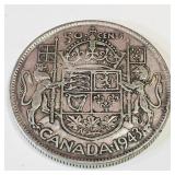Silver 1943 Canadian 50 Cent Coin
