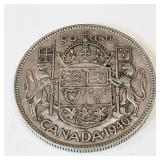 Silver 1940 Canadian 50 Cent Coin