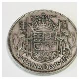 Silver 1945 Canadian 50 Cent Coin