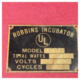 Antique Robbins Incubator Metal Product ID Plate