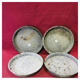 Lot Of 4 Vintage Enamelled Plates (9")