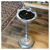 Vintage Metal Ashtray Stand With Glass Ashtray