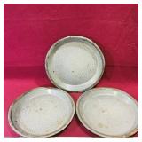 Lot Of 3 Vintage Enamelled Pie Plates (9 1/2")