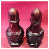Pair Of Vintage Ruby Red Salt & Pepper Shakers