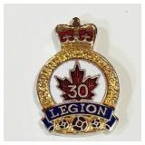 Vintage Royal Canadian Legion 30 Year Pin