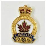 Vintage Royal Canadian Legion 20 Year Pin
