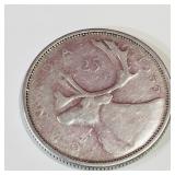 Silver 1959 Canadian 25 Cent Coin