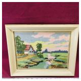 Framed Vintage Stitch Art Picture (11 1/4" x 14")