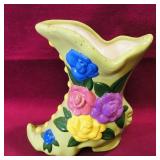 Vintage Ceramic Boot Flower Vase (6" Tall)