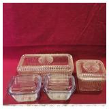 Lot Of 4 Glass Refridgerator Containers