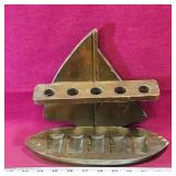 Antique Wooden Nautical Tobacco Pipe Rack