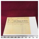 1906 John Gibson & Sons NB Order Receipt Slip