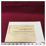 1906 John Gibson & Sons NB Order Receipt Slip