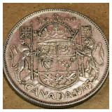 Silver 1945 Canadian 50 Cent Coin