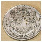 Silver 1942 Canadian 50 Cent Coin