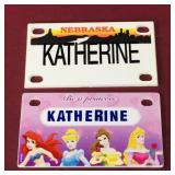 Lot Of 2 Childrens "Katherine" Bicycle Plates