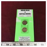 Set Of 2 US Buffalo / Indian Head Nickel Coins