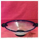 Crackle Glass Handled Bowl (3 1/2" x 11 3/4")