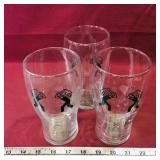 Set Of 3 Beer / Drinking Glasses (6 1/4" Tall)