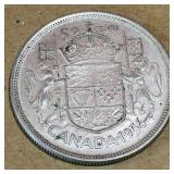 Silver 1956 Canadian 50 Cent Coin