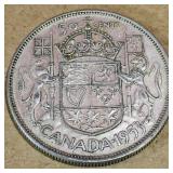 Silver 1953 Canadian 50 Cent Coin