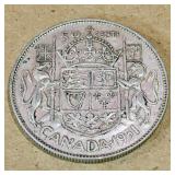 Silver 1951 Canadian 50 Cent Coin