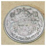 Silver 1950 Canadian 50 Cent Coin