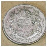 Silver 1952 Canadian 50 Cent Coin