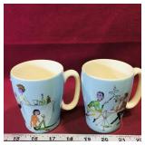 Pair Of Painted Ceramic Mugs (4" Tall)
