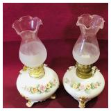 Pair Of Ceramic Base Oil Lamps (Vintage)