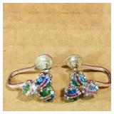 Sterling Green Stones Earrings Set (Vintage)