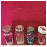 Lot Of 4 Assorted Mason Jars (Vintage)