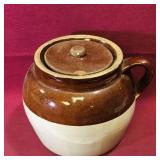 Pottery Bean Crock (Vintage) (6" x 7")